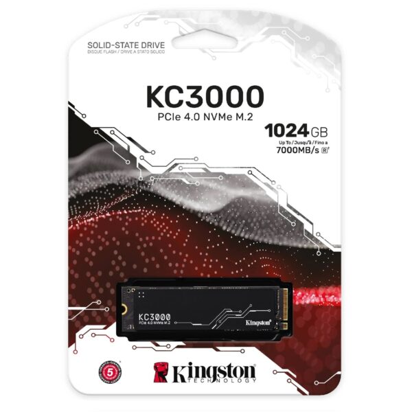 1 Disco SSD Kingston KC3000 1TB M.2 NVMe PCIe 7000/6000mb/s